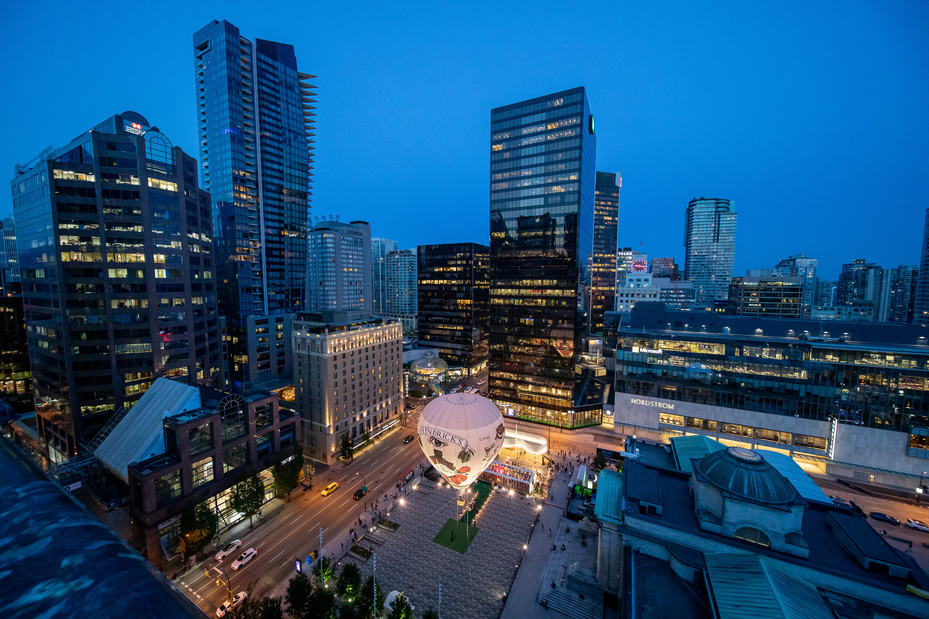 Hendrick's Gin — aerial city view with balloon